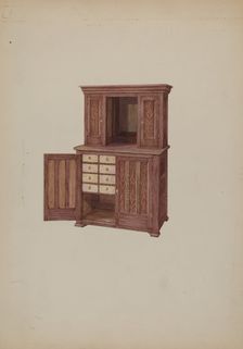 Cabinet, with Ivory Keyholes, c. 1937. Creator: William Kieckhofel