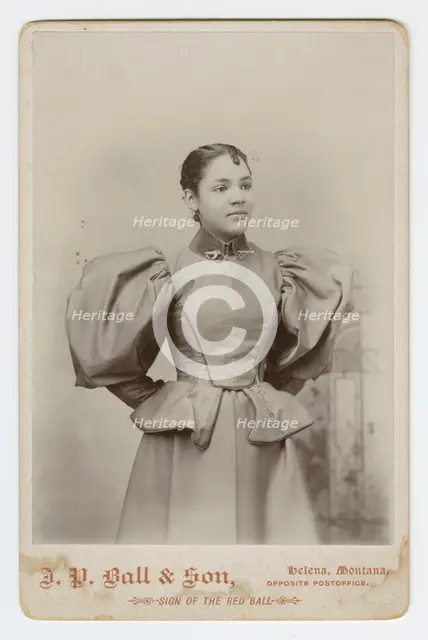 Cabinet card of an unidentified woman photographed by J. P. Ball & Son, 1887-1900. Creator: J. P. Ball & Son.