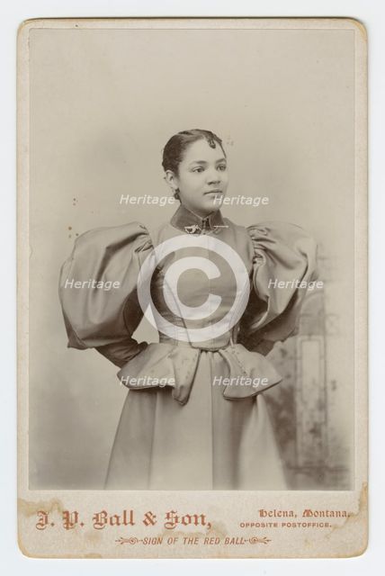 Cabinet card of an unidentified woman photographed by J. P. Ball & Son, 1887-1900. Creator: J. P. Ball & Son.