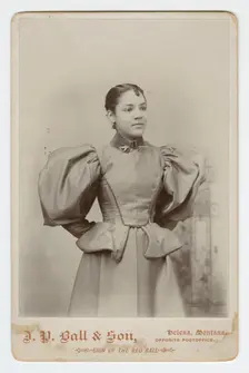 Cabinet card of an unidentified woman photographed by J. P. Ball & Son, 1887-1900. Creator: J. P. Ball & Son