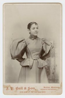Cabinet card of an unidentified woman photographed by J. P. Ball & Son, 1887-1900. Creator: J. P. Ball & Son