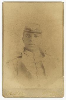 Cabinet card of Col. Charles Young as a cadet at West Point, 1889. Creator: Pach Bros