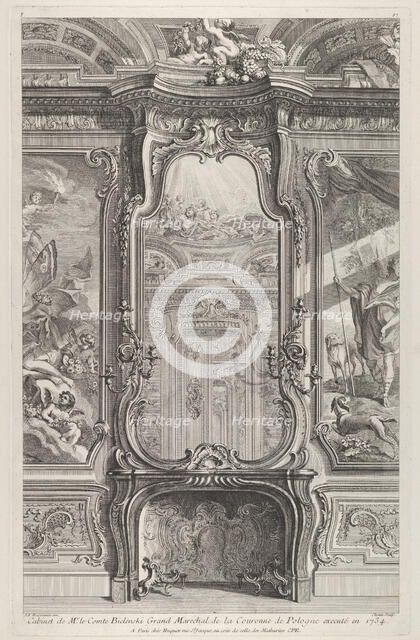 Cabinet de Mr le Compte Bielinski, from 'Oeuvres de Juste Aurelle Meissonnier', ca. 1742-48. Creator: Juste-Aurele Meissonier.