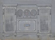 Cabinet Design with a Porcelain Plaque, 19th century. Creator: Anon