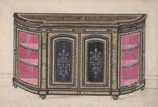Cabinet Design with Black Doors and Red Interior, 19th century. Creator: Anon