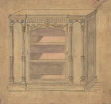Cabinet Design with Central Shelves, 19th century. Creator: Anon
