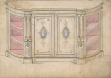 Cabinet Design with Doors Adorned with Porcelain Plaques, 19th century. Creator: Anon