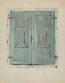 Cabinet Doors at Mission San Jose de Guadalupe, c. 1938. Creator: Bertha Semple