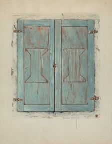 Cabinet Doors at Mission San Jose de Guadalupe, c. 1938. Creator: Bertha Semple