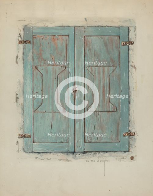 Cabinet Doors at Mission San Jose de Guadalupe, c. 1938. Creator: Bertha Semple.