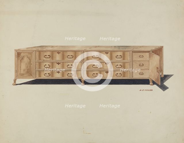 Cabinet, for Vestments, c. 1940. Creator: Randolph F Miller.