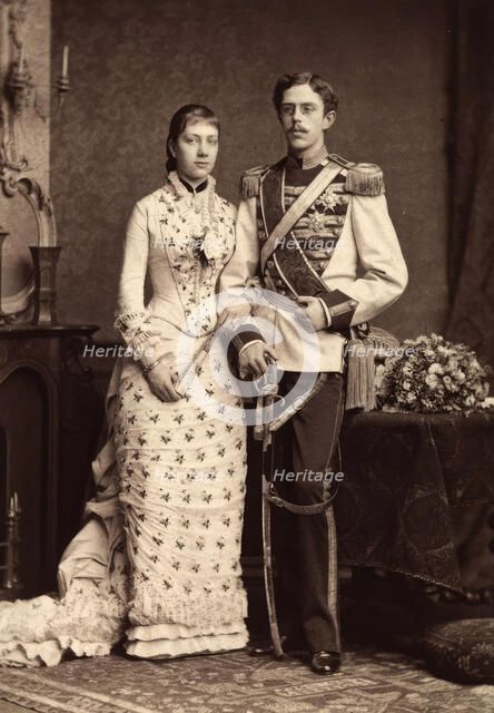 Cabinet portrait of Gustav V and Viktoria, 1881. Creator: Schulz & Suck.