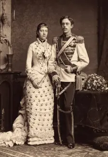Cabinet portrait of Gustav V and Viktoria, 1881. Creator: Schulz & Suck