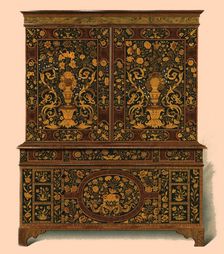 Cabinet press inlaid with marquetry, 1905. Artist: Shirley Slocombe