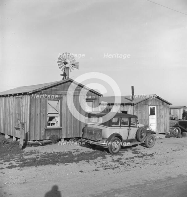 Cabins which rent for ten dollars a month, Greenfield, Salinas Valley, California, 1939. Creator: Dorothea Lange.