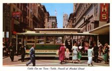 Cable car on a turntable, Powell at Market Street, San Francisco, California, USA, 1957