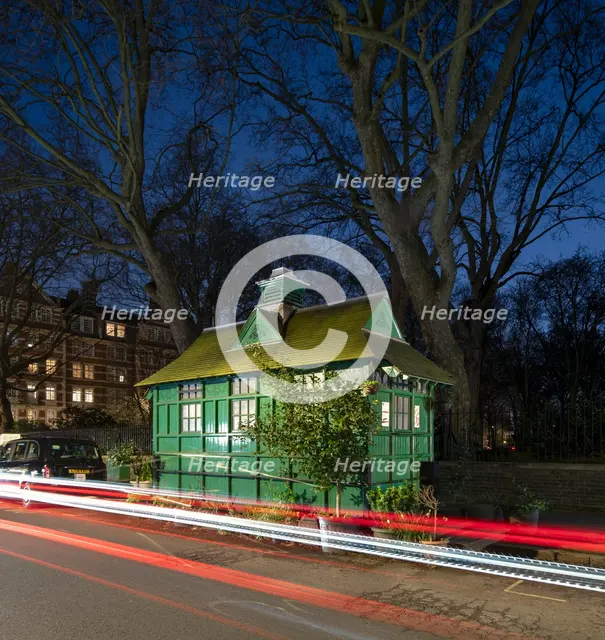 Cabmen's Shelter from the north-west, Wellington Place, St John's Wood, Westminster, London, 2024. Creator: Chris Redgrave.