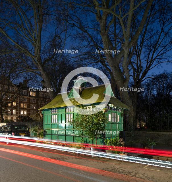 Cabmen's Shelter from the north-west, Wellington Place, St John's Wood, Westminster, London, 2024. Creator: Chris Redgrave.