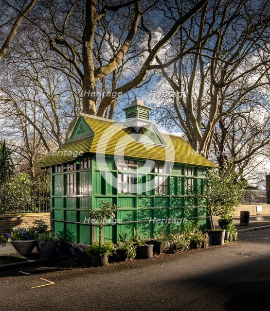 Cabmen's Shelter from the north-east, Wellington Place, St John's Wood, Westminster, London, 2024. Creator: Chris Redgrave.