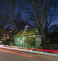Cabmen's Shelter from the north-west, Wellington Place, St John's Wood, Westminster, London, 2024. Creator: Chris Redgrave