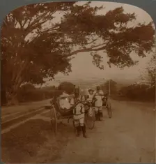 Cabs drawn by natives on a residence road, Durban, S. Africa c1900