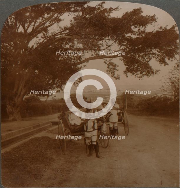 Cabs drawn by natives on a residence road, Durban, S. Africa', c1900. Artist: Unknown.