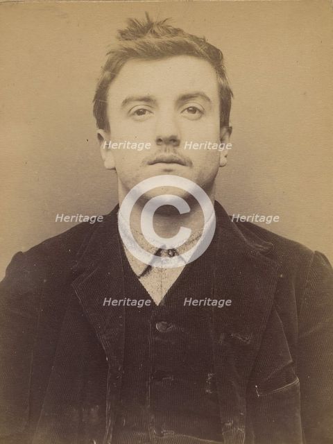 Cabuzac. Jean. 25 ans, né le 23/7/68 à Ivry la Bataille (Eure). Ciseleur. Anarchiste. 12/3..., 1894. Creator: Alphonse Bertillon.