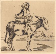 Cacoletière à la Tour (Woman Riding an Ass near a Tower). Creator: Felix Hilaire Buhot