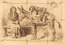Cacoletière Assise (Seated Woman and Ass), 1875. Creator: Felix Hilaire Buhot