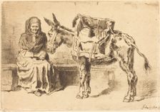 Cacoletière Assise (Seated Woman and Ass), 1875. Creator: Felix Hilaire Buhot