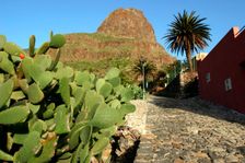 Cactus and street in Masca, Tenerife, Canary Islands, 2007. Creator: Peter Thompson