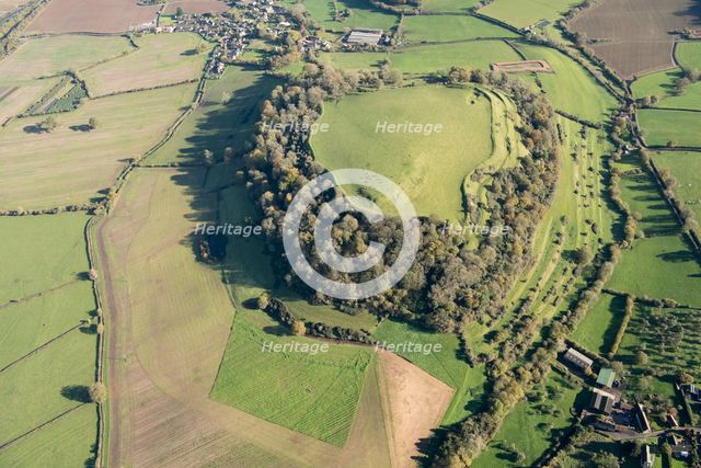 Cadbury Castle, the earthwork remains of an Iron Age hillfort, Somerset, 2017. Creator: Damian Grady.