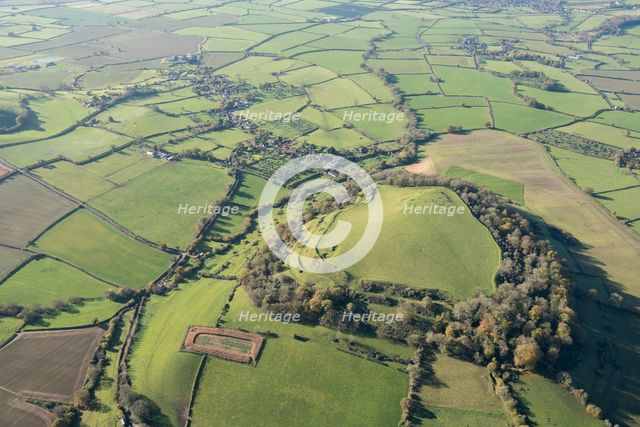 Cadbury Castle, the earthwork remains of an Iron Age hillfort, Somerset, 2017. Creator: Damian Grady.
