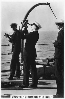 Cadets shooting the sun Royal Navy College, 1937