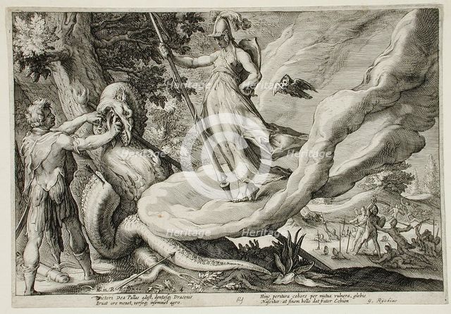 Cadmus Sows the Dragon's Teeth Which Turn into Armed Men, published 1615. Creator: Hendrik Goltzius.