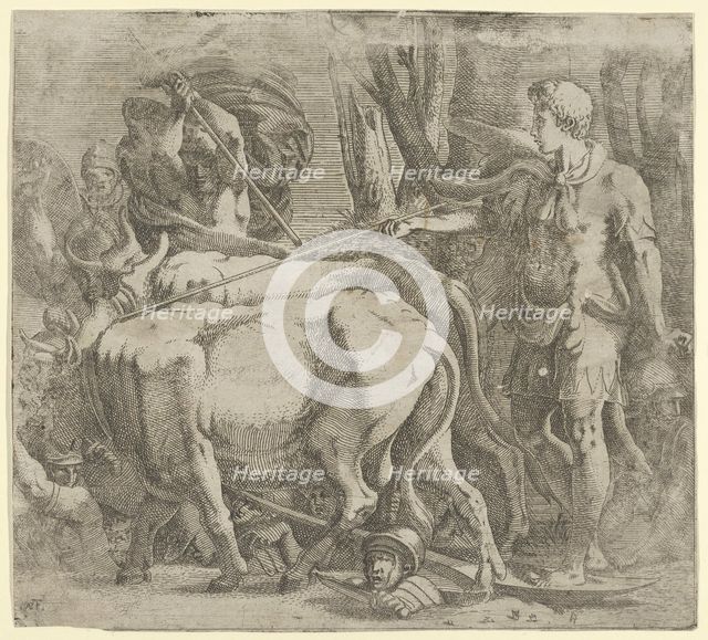 Cadmus Tilling the Field Where He Sowed the Dragon's Teeth, 1540-45. Creator: Antonio Fantuzzi.