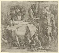 Cadmus Tilling the Field Where He Sowed the Dragon's Teeth, 1540-45. Creator: Antonio Fantuzzi