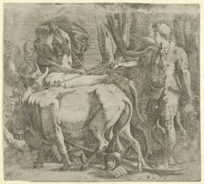 Cadmus Tilling the Field Where He Sowed the Dragon's Teeth, 1540-45. Creator: Antonio Fantuzzi