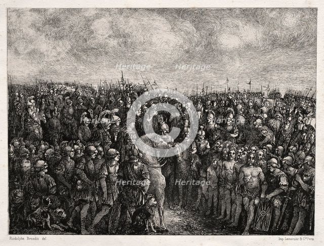 Caesar and his Prisoners, 1878. Creator: Rodolphe Bresdin (French, 1822-1885); Lemercier.