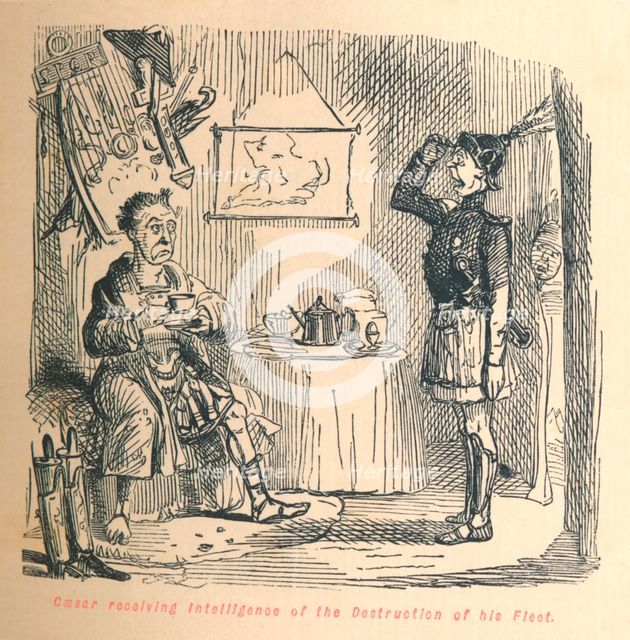 'Caesar receiving intelligence of the Destruction of his Fleet', c1860, (c1860). Artist: John Leech.