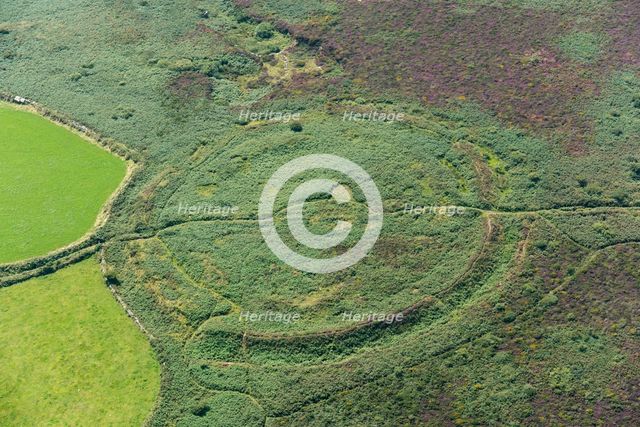 Caer Bran Iron Age multivallate hillfort earthwork, near Sancreed, Cornwall, 2016. Creator: Damian Grady.