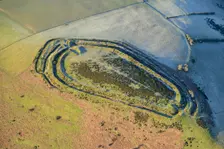 Caer Caradoc, an Iron Age multivallate hillfort earthwork, Chapel Lawn, Shropshire, 2024. Creator: Damian Grady