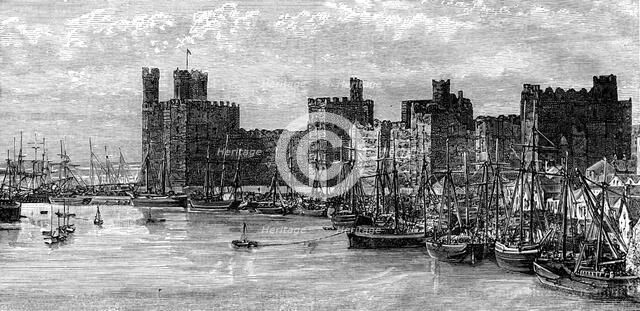 Caernarfon Castle, Gwynedd, Wales, 19th century.Artist: Benoist