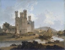 Caernarvon Castle 1792. Artist: Julius Caesar Ibbetson