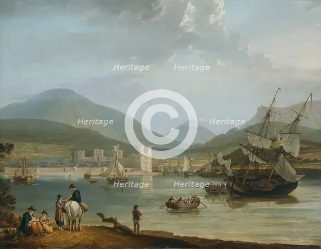 'Caernarvon Castle and bay', c1780-1810. Creator: Nicholas Pocock.