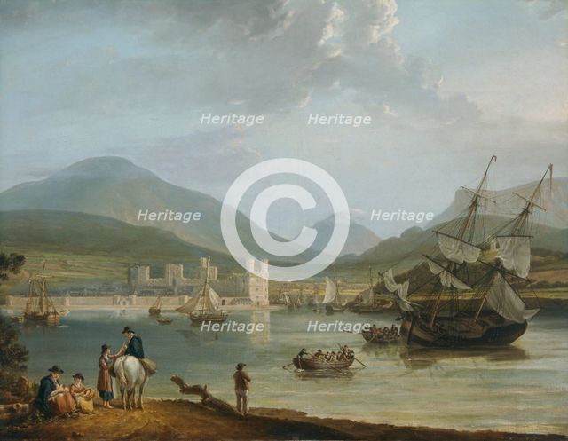 'Caernarvon Castle and bay', c1780-1810. Creator: Nicholas Pocock.