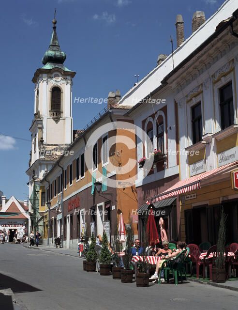 Café and church, Szentendre, Hungary