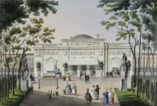 Café at the Summer Garden in St. Petersburg, First half of the 19th cent.. Artist: Beggrov, Karl Petrovich (1799-1875)