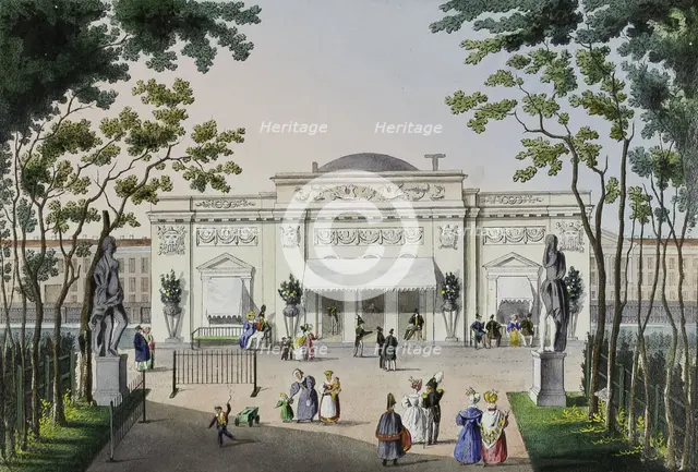 Café at the Summer Garden in St. Petersburg, First half of the 19th cent.. Artist: Beggrov, Karl Petrovich (1799-1875)