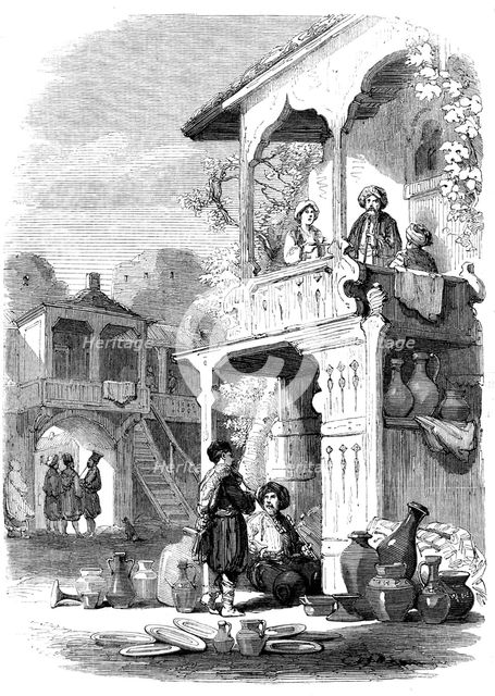 Café, at Karasu-Bazar - sketched by Willibald Richter, 1856.  Creator: Unknown.